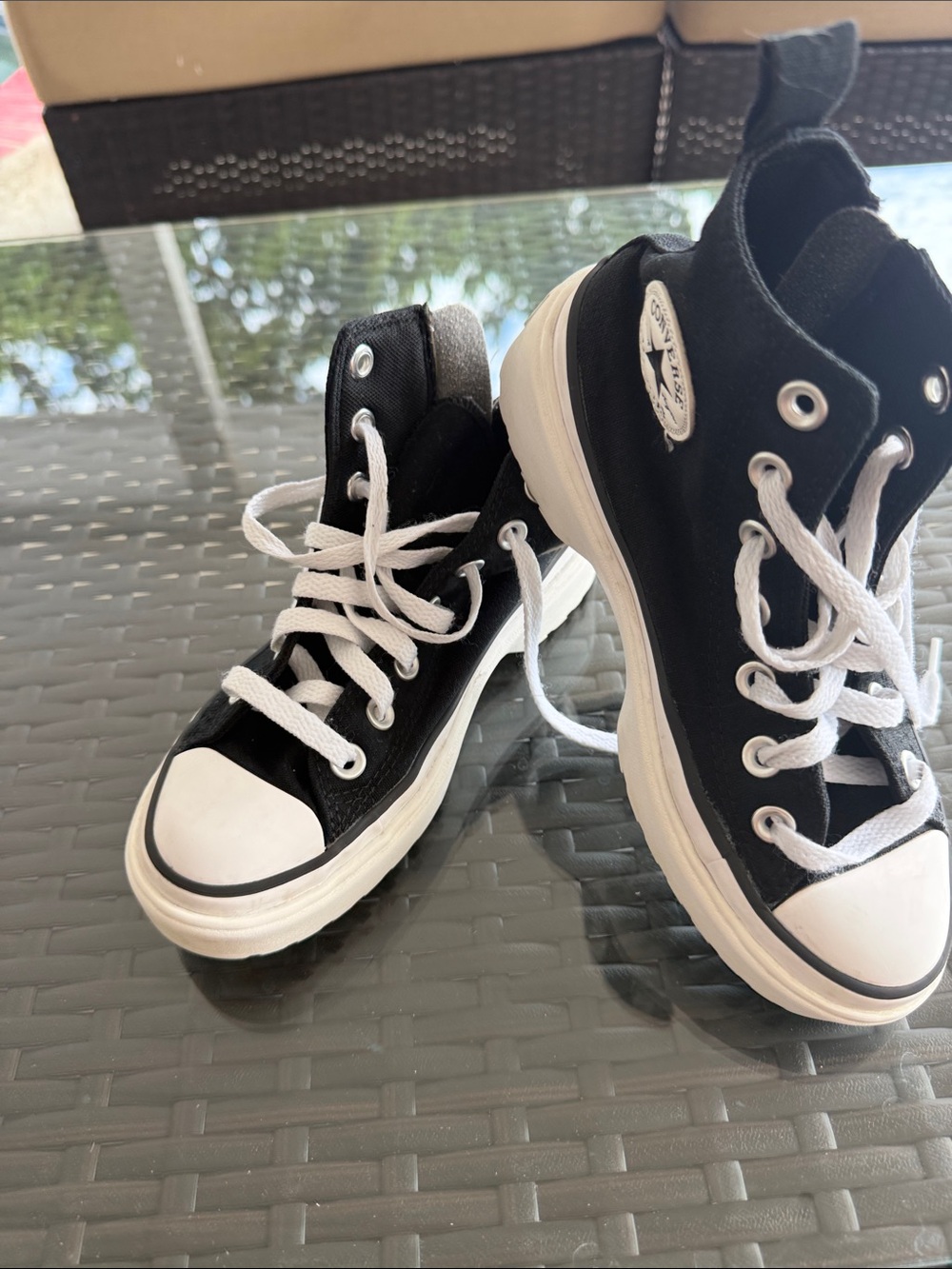 Converse Kids Black and White High-Top Canvas Sneakers